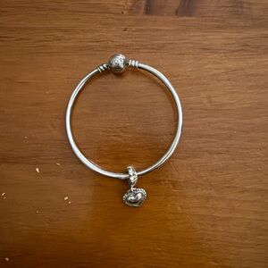 Pandora Silver Heart Dangle Bangle Bracelet